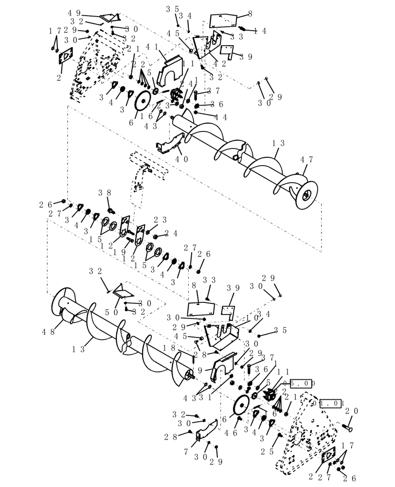 Схема запчастей Case IH 2208 - (04.02[1]) - AUGER DRIVE, DOUBLE, BPIN CBJ030601 [INCLUDES ALL HAJ & PRIOR PINS] (58) - ATTACHMENTS/HEADERS