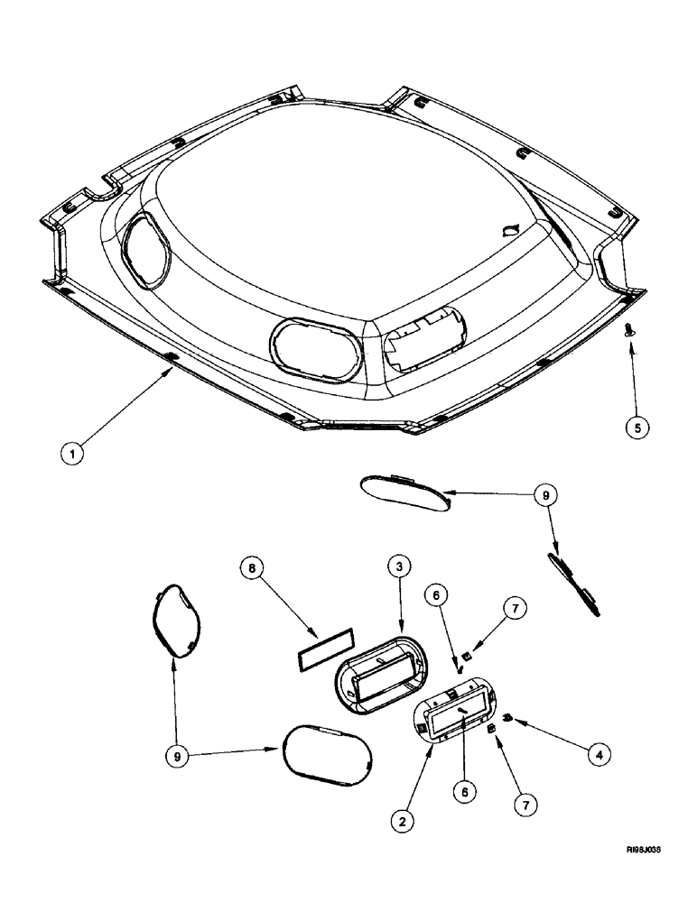 Схема запчастей Case IH MX240 - (9-050) - CAB, HEADLINER, STANDARD TRIM (09) - CHASSIS/ATTACHMENTS