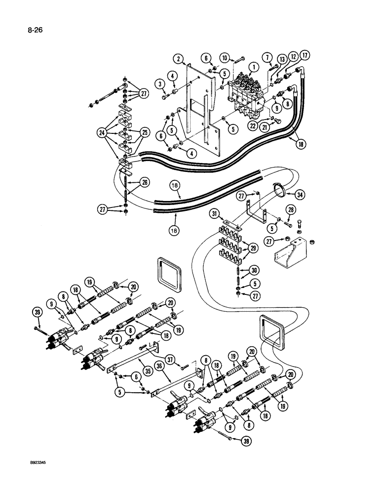 Схема запчастей Case IH 9250 - (8-026) - HYDRAULIC COUPLERS AND LINES, 9250 TRACTOR (08) - HYDRAULICS