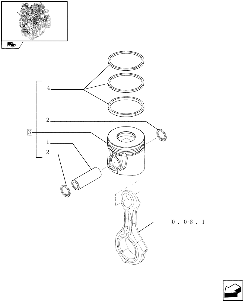 Схема запчастей Case IH FARMALL 65C - (0.08.2) - PISTON - ENGINE (01) - ENGINE