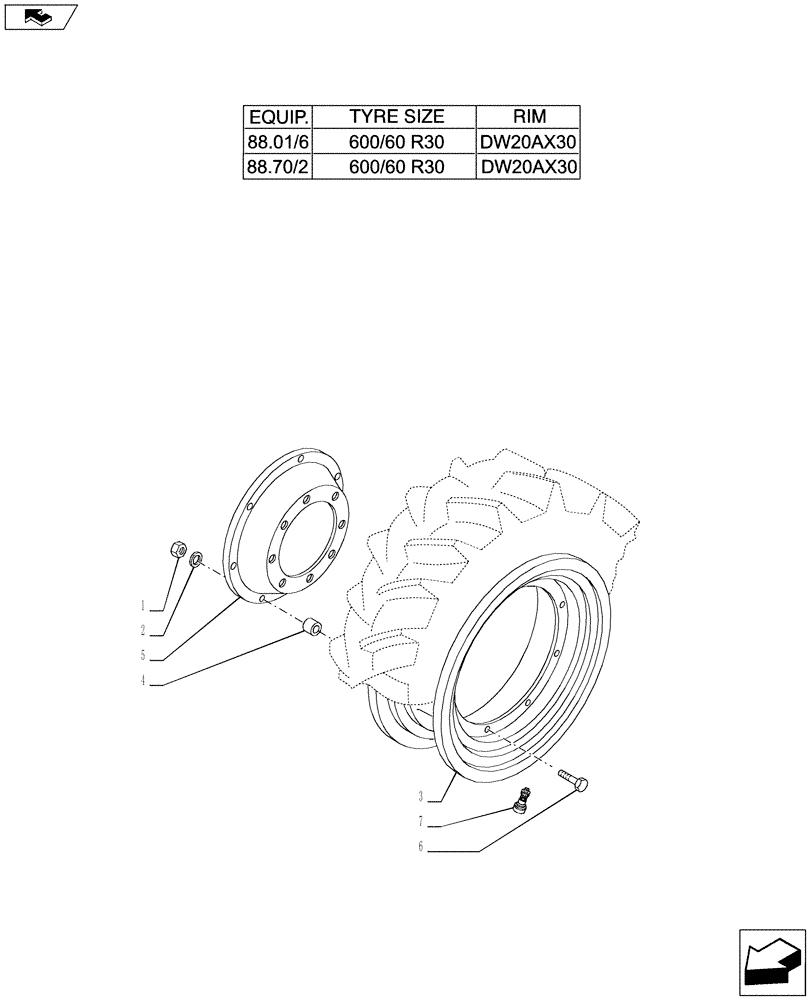 Схема запчастей Case IH PUMA 200 - (44.511.02[12]) - 4WD FRONT WHEELS (44) - WHEELS