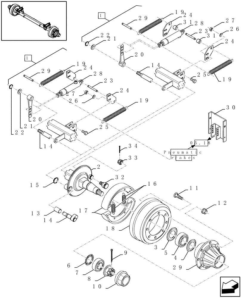 Схема запчастей Case IH LBX331S - (05.08[01]) - TANDEM AXLE WITH BRAKES (05) - AXLE