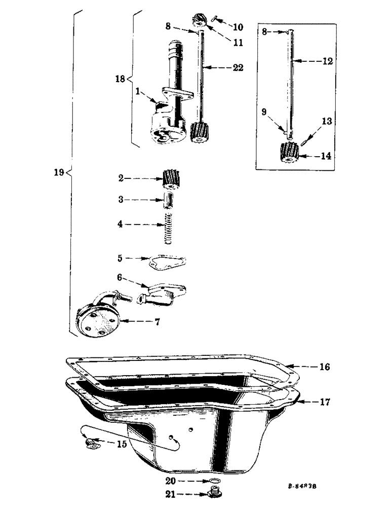 Схема запчастей Case IH FARMALL HV - (025) - ENGINE, CRANKCASE OIL PAN AND LUBRICATING OIL PUMP (01) - ENGINE