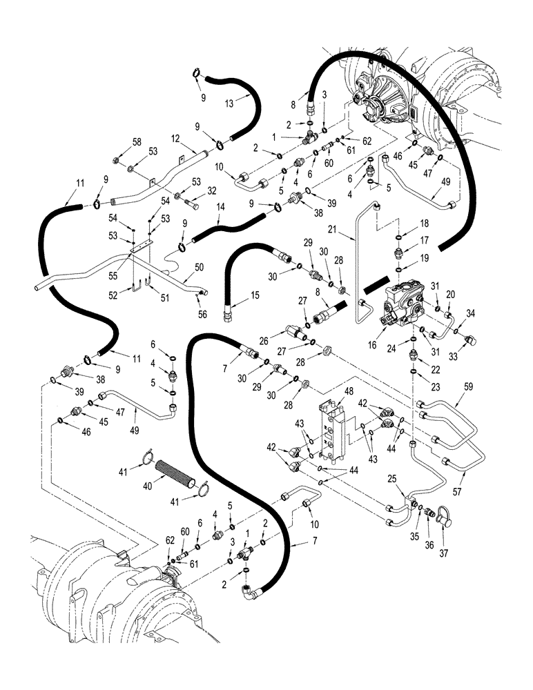 Схема запчастей Case IH STX375 - (08-07[01]) - 500 SERIES AXLE HYDRAULICS - LUBRICATION CIRCUIT, BTW JEE0102001 & JEE0106701, WHEEL TRACTOR (08) - HYDRAULICS