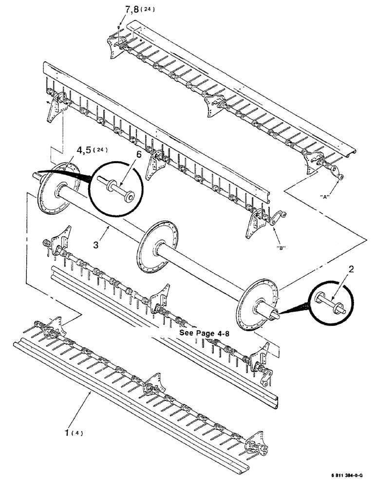 Схема запчастей Case IH 8330 - (4-04) - REEL ASSEMBLY, MODEL 8330 ONLY (09) - CHASSIS