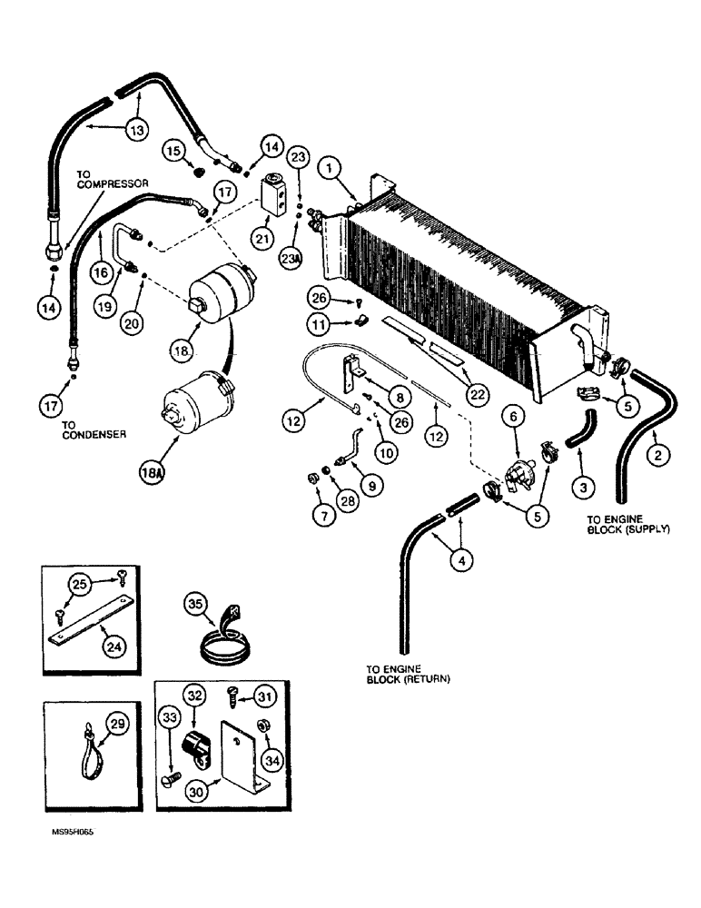 Схема запчастей Case IH 1666 - (9G-42) - HEATER AND AIR CONDITIONING, CAB CONNECTIONS, PRIOR TO P.I.N JJC0039510 (10) - CAB & AIR CONDITIONING