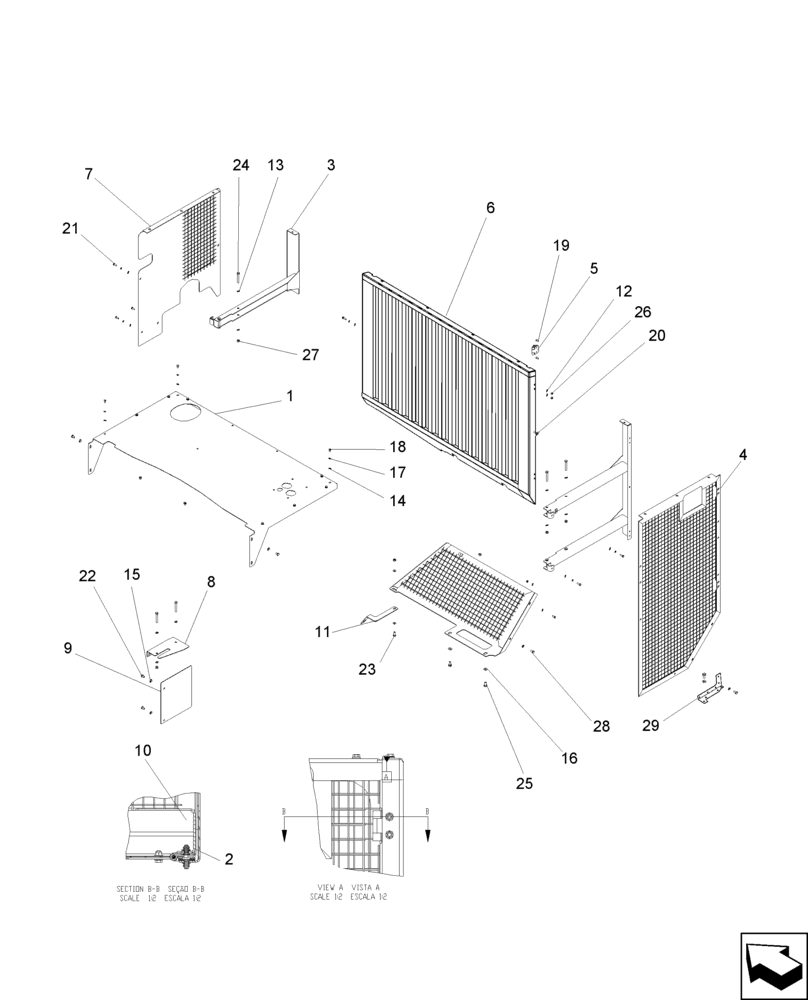Схема запчастей Case IH A8800 - (10.400.BG[03]) - RADIATOR GRILLE AND COVER (IVECO C9) (10) - ENGINE