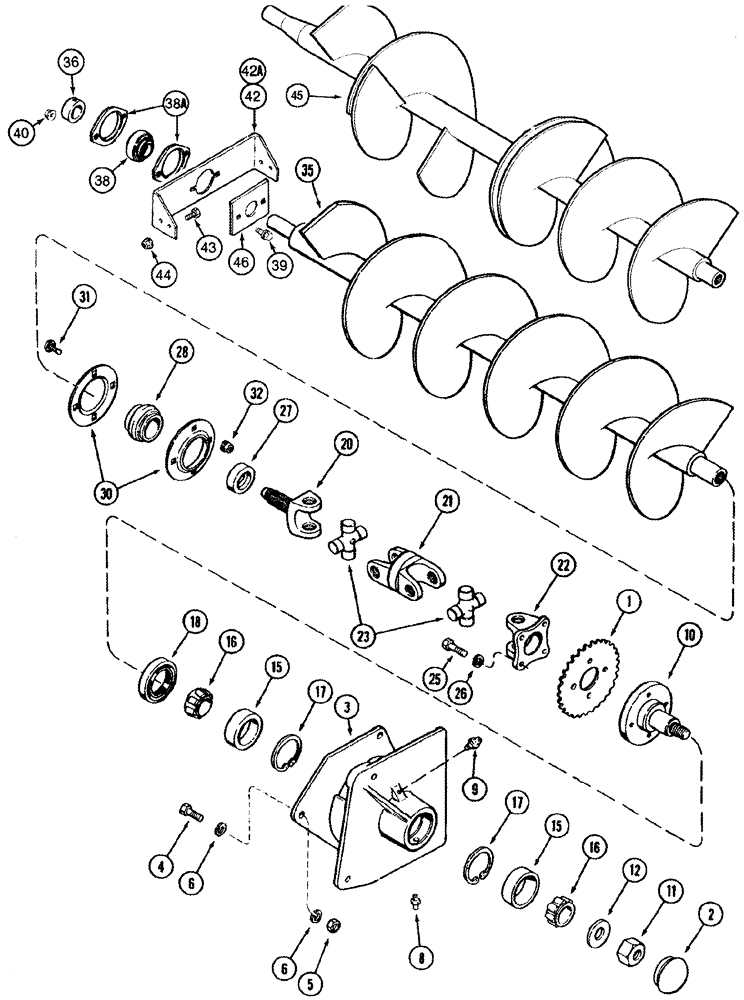 Схема запчастей Case IH 2366 - (09D-09) - INCLINED DELIVERY - AUGER (16) - GRAIN ELEVATORS & AUGERS