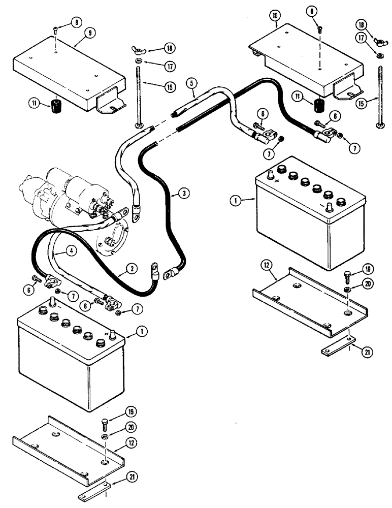 Схема запчастей Case IH 2470 - (062) - BATTERY, CABLES, BATTERY BOX AND COVERS, 504BDT DIESEL ENGINE (04) - ELECTRICAL SYSTEMS