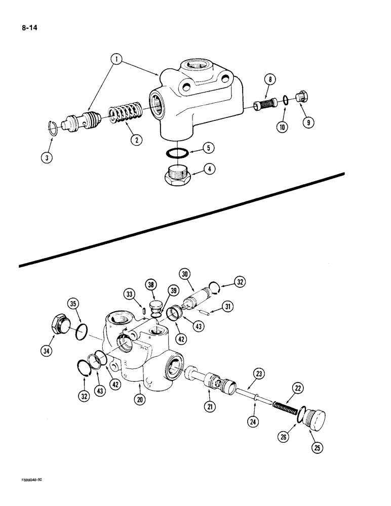 Схема запчастей Case IH KP-525 - (8-14) - RELIEF VALVE ASSEMBLY (08) - HYDRAULICS