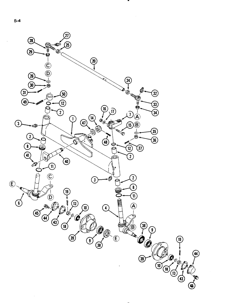 Схема запчастей Case IH 1130 - (5-04) - FRONT AXLE, TWO WHEEL DRIVE, 1130 TRACTOR (05) - STEERING