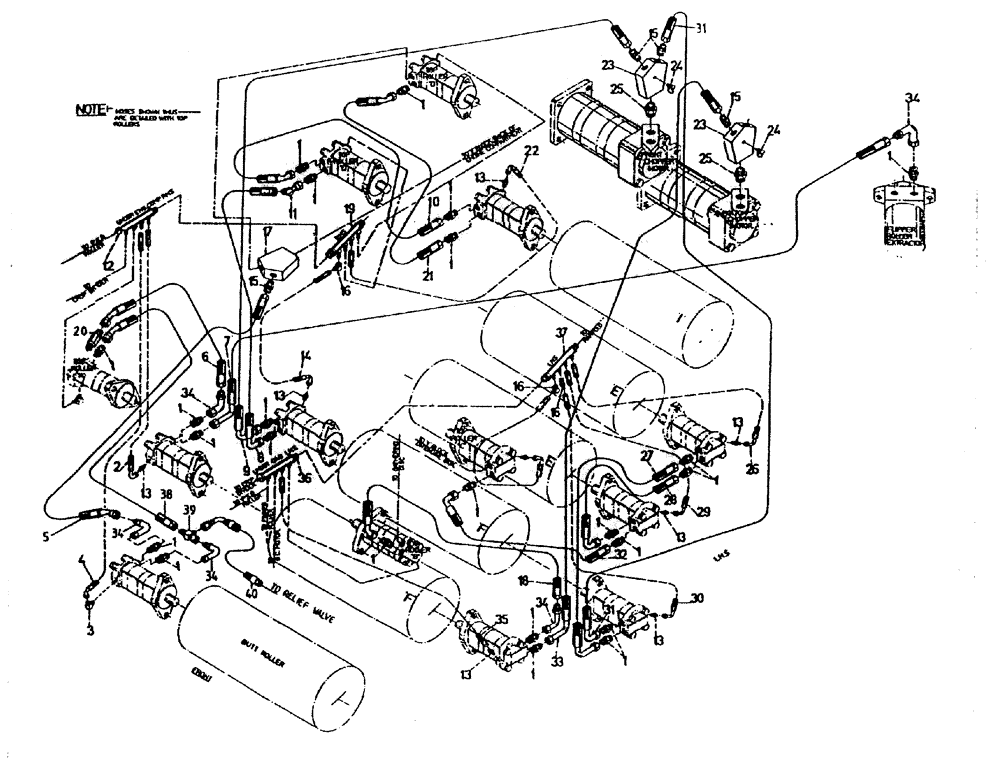 Схема запчастей Case IH 7000 - (B05-66) - HYDRAULIC CIRCUIT, (BOTTOM ROLLERS - ROTARY CHOPPER/LEG Hydraulic Components & Circuits