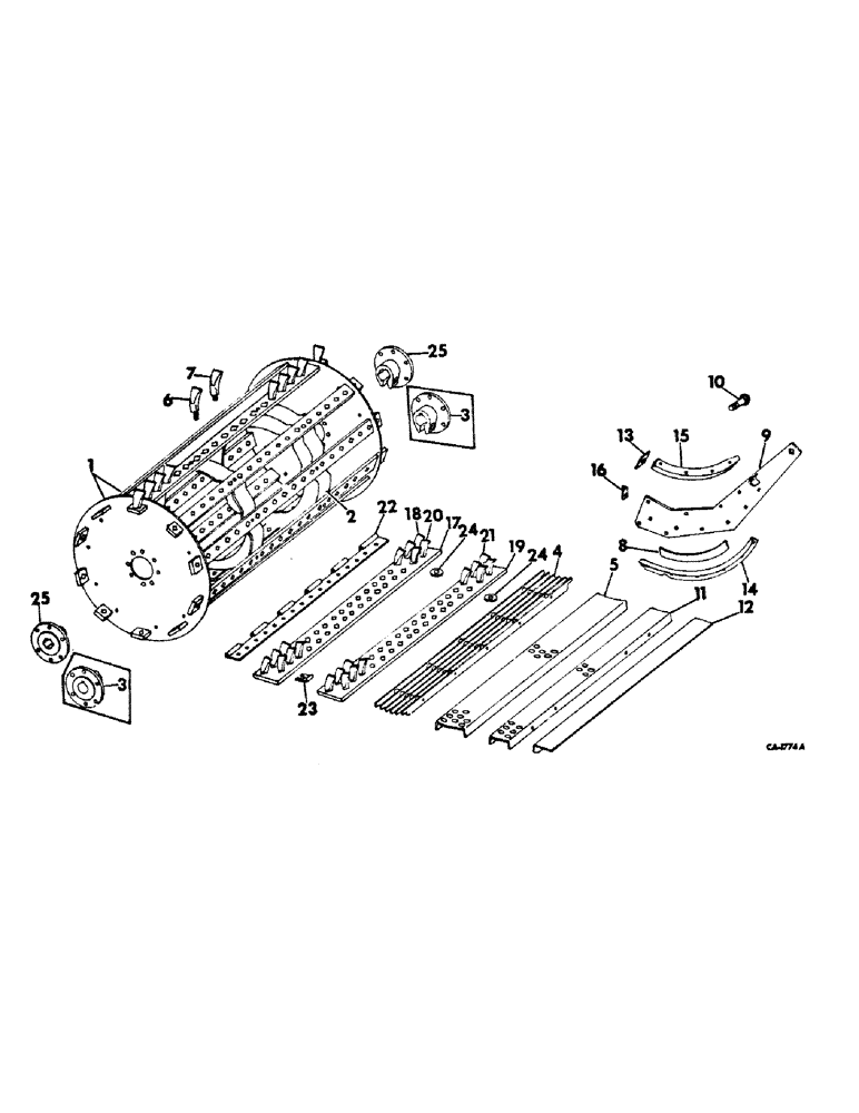 Схема запчастей Case IH 914 - (21-08) - THRESHING CYLINDER AND CONCAVE, SPIKE TOOTH CYLINDER (14) - THRESHING
