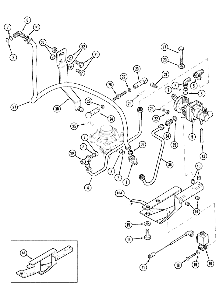 Схема запчастей Case IH MX120 - (07-11) - PNEUMATIC TRAILER BRAKE VALVES AND MOUNTING (07) - BRAKES