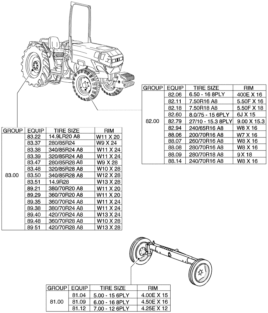 Схема запчастей Case IH FARMALL 95N - (SEC. 11) - WHEELS / TRACKS (00) - GENERAL