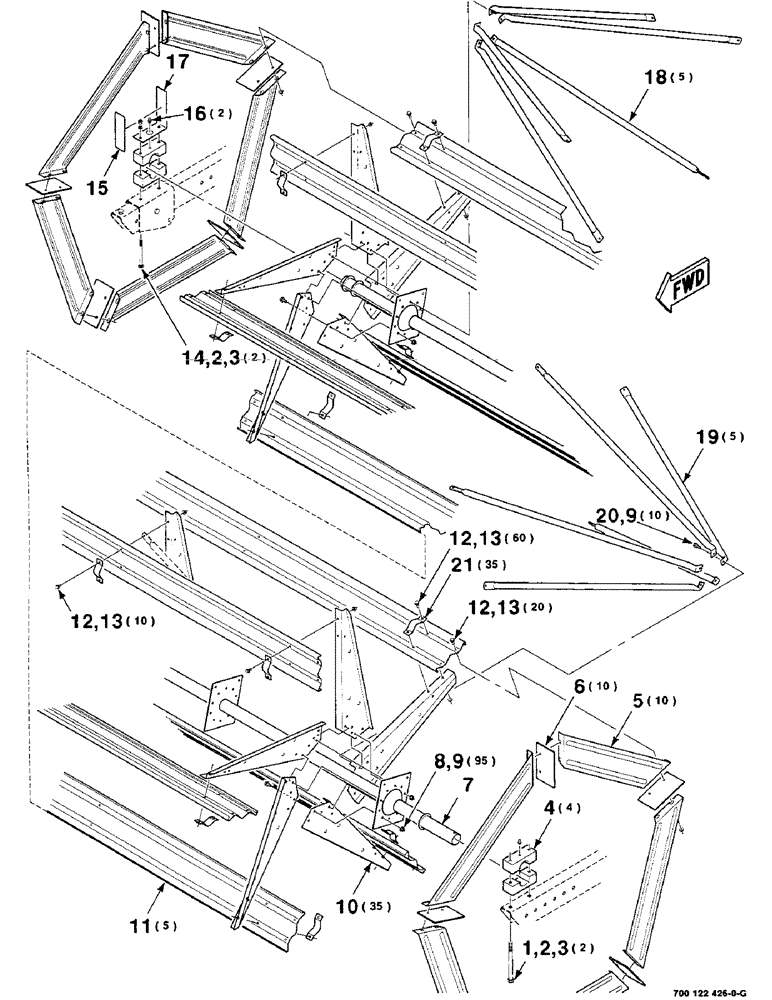 Схема запчастей Case IH 8220 - (2-18) - REEL ASSEMBLY, 21 FOOT (58) - ATTACHMENTS/HEADERS