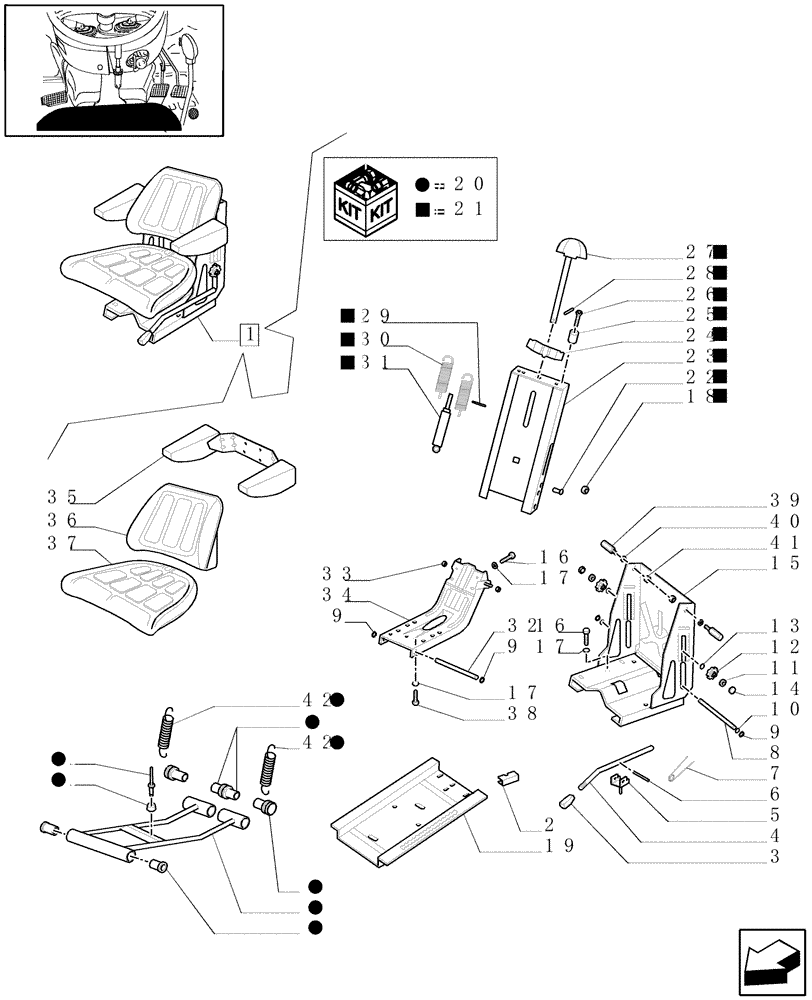 Схема запчастей Case IH JX70 - (1.92.85/ B) - SEAT - BREAKDOWN - D5662 (10) - OPERATORS PLATFORM/CAB