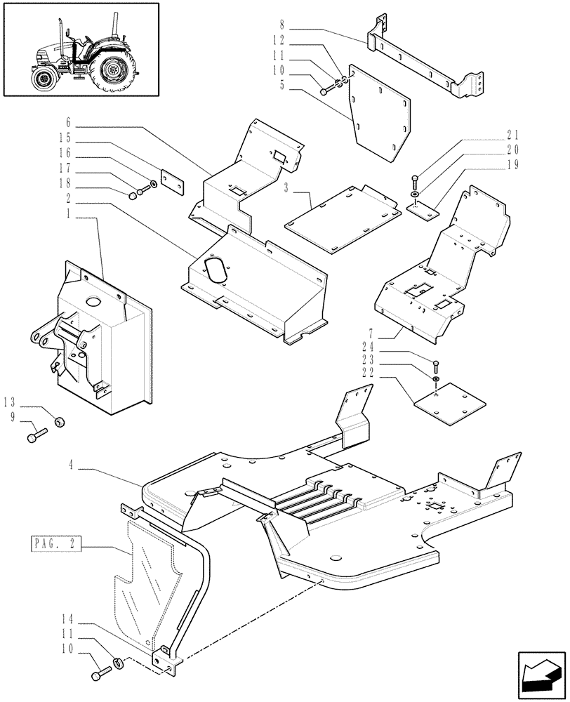 Схема запчастей Case IH JX60 - (1.92.87[01]) - MUDGUARDS AND FOOTBOARDS - L/CAB (10) - OPERATORS PLATFORM/CAB