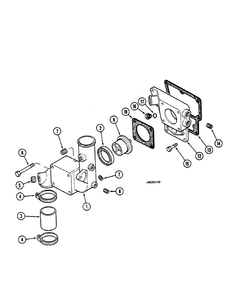Схема запчастей Case IH 9150 - (2-18) - THERMOSTAT HOUSING, L-10 ENGINE (02) - ENGINE