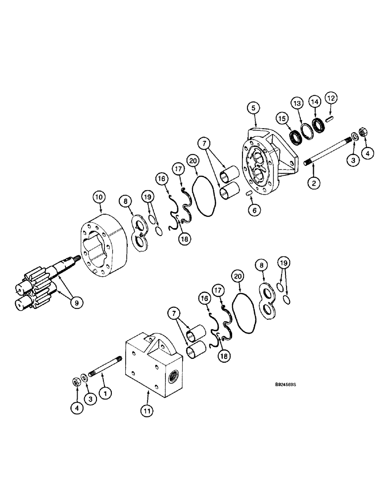 Схема запчастей Case IH 955 - (8-144) - HYDRAULIC PUMP - 1343578C1, 1000 RPM PTO, 12 ROW NARROW - VERTICAL FOLD 12 ROW NARROW, 12 ROW WIDE & (08) - HYDRAULICS