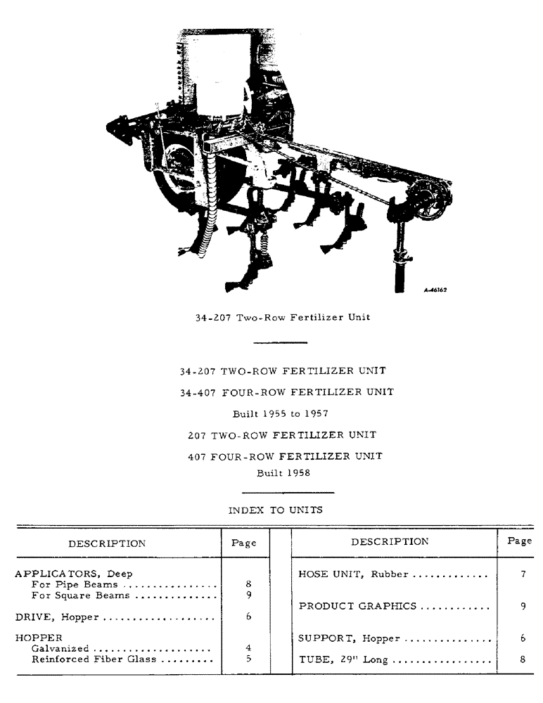 Схема запчастей Case IH 34-207 - (Q-3) - 34-207 & 34-407 FOUR-ROW FERTILIZER UNIT - INDEX TO UNITS 