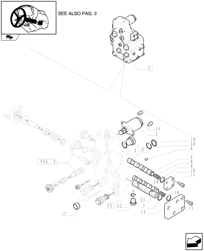 Схема запчастей Case IH PUMA 125 - (1.95.5/01B[01]) - VALVE - BREAKDOWN (VAR.330631-336631) (10) - OPERATORS PLATFORM/CAB