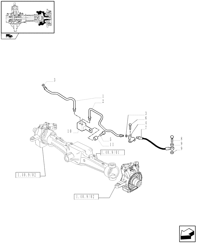 Схема запчастей Case IH PUMA 125 - (1.40. 9/14[02]) - (CL.3) SUSPENDED FRONT AXLE WITH HYDR. DIFF. LOCK, ST. SENSOR AND BRAKES - BRAKES (VAR.330427) (04) - FRONT AXLE & STEERING