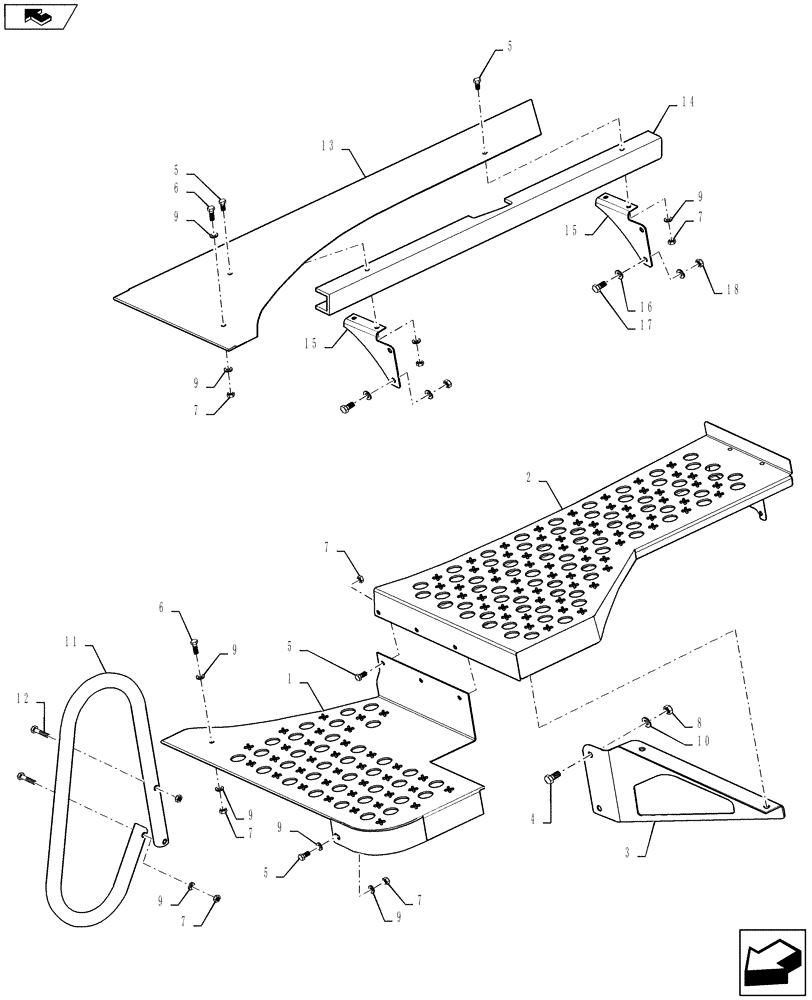 Схема запчастей Case IH 4430 - (90.118.02) - FRONT WALKWAY PLATFORMS (90) - PLATFORM, CAB, BODYWORK AND DECALS