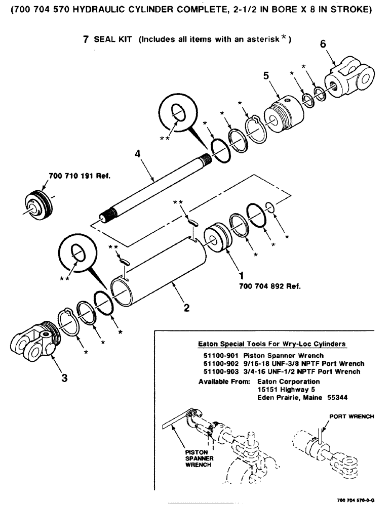 Схема запчастей Case IH 8830 - (9-28) - HYDRAULIC CYL ASSY, GUARD ANGLE TILT KIT, 700704570 HYD CYL COMPLETE 2-1/2 IN BORE X 8 IN STROKE (09) - CHASSIS