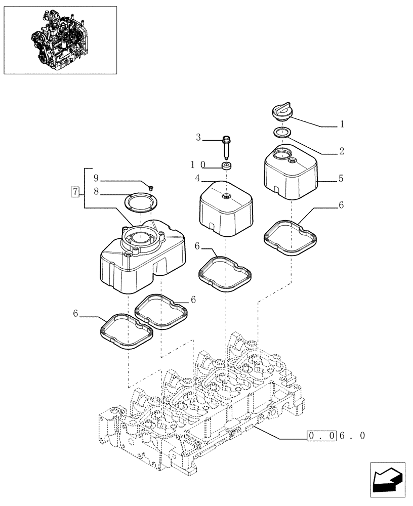 Схема запчастей Case IH MXU100 - (0.06.3) - CYLINDER HEAD COVERS (01) - ENGINE