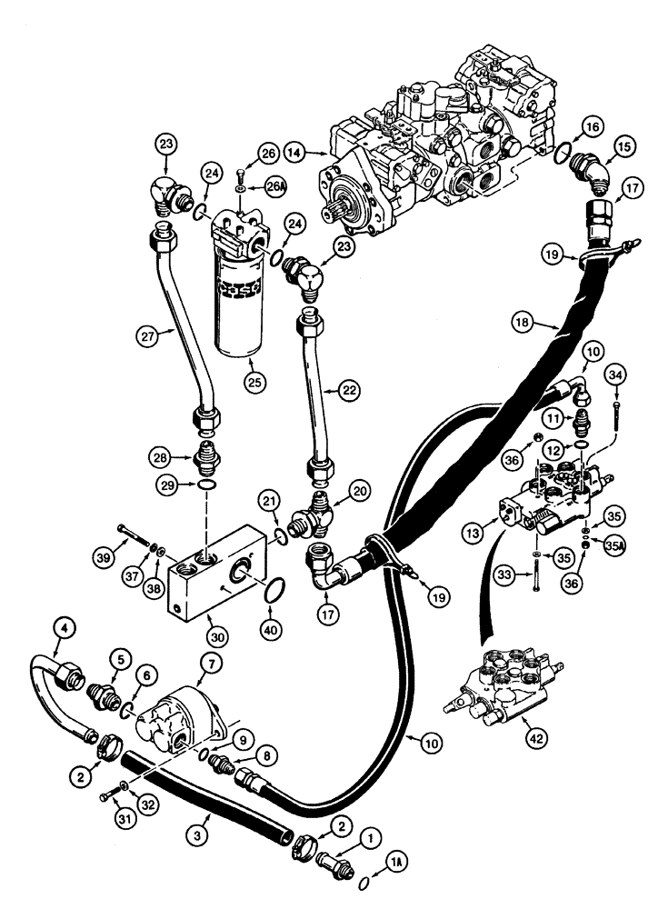Схема запчастей Case IH 1835C - (8-30) - LOADER AND HYDROSTATIC DRIVE HYDRAULIC CIRCUIT (08) - HYDRAULICS