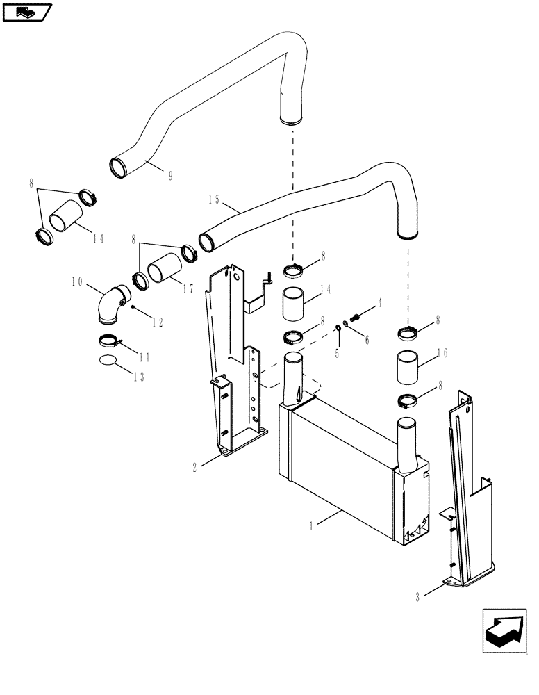 Схема запчастей Case IH MAGNUM 225 - (10.310.01) - AFTERCOOLER (10) - ENGINE
