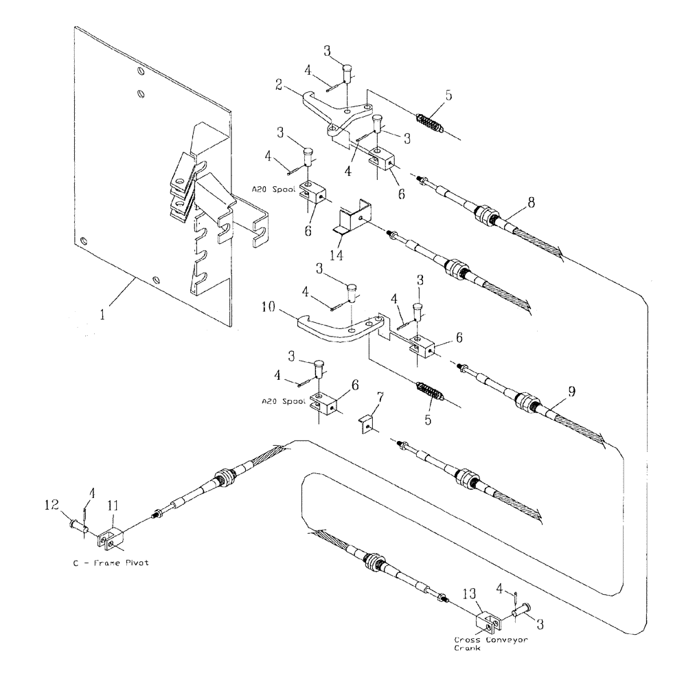 Схема запчастей Case IH AUSTOFT - (A01-12) - A20 CONTROL LOCKS Mainframe & Functioning Components
