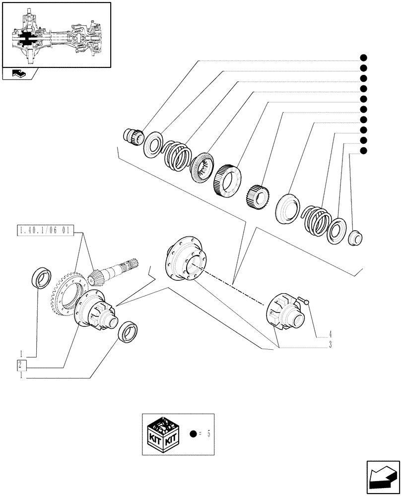 Схема запчастей Case IH FARMALL 80 - (1.40.3/07[02]) - 4WD FRONT AXLE NO-SPIN DIFFERENTIAL LOCK - DIFFERENTIAL (VAR.336325) (04) - FRONT AXLE & STEERING