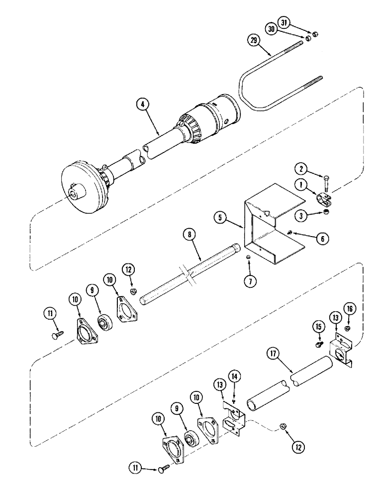 Схема запчастей Case IH 1010 - (9C-18) - AUGER JACKSHAFT DRIVE, 22.5 AND 25.0 FOOT HEADER (58) - ATTACHMENTS/HEADERS
