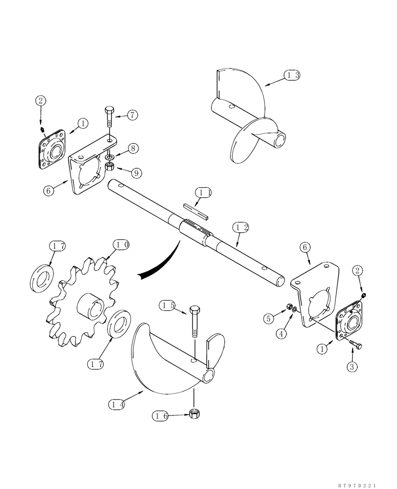 Схема запчастей Case IH 90XT - (09-45G) - TRENCHER AUGER - MOUNTING (NORTH AMERICA) (09) - CHASSIS