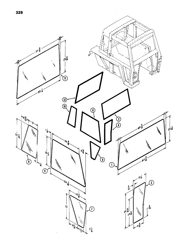 Схема запчастей Case IH 770 - (328) - CAB, GLASS, BETTENDORF (09) - CHASSIS/ATTACHMENTS