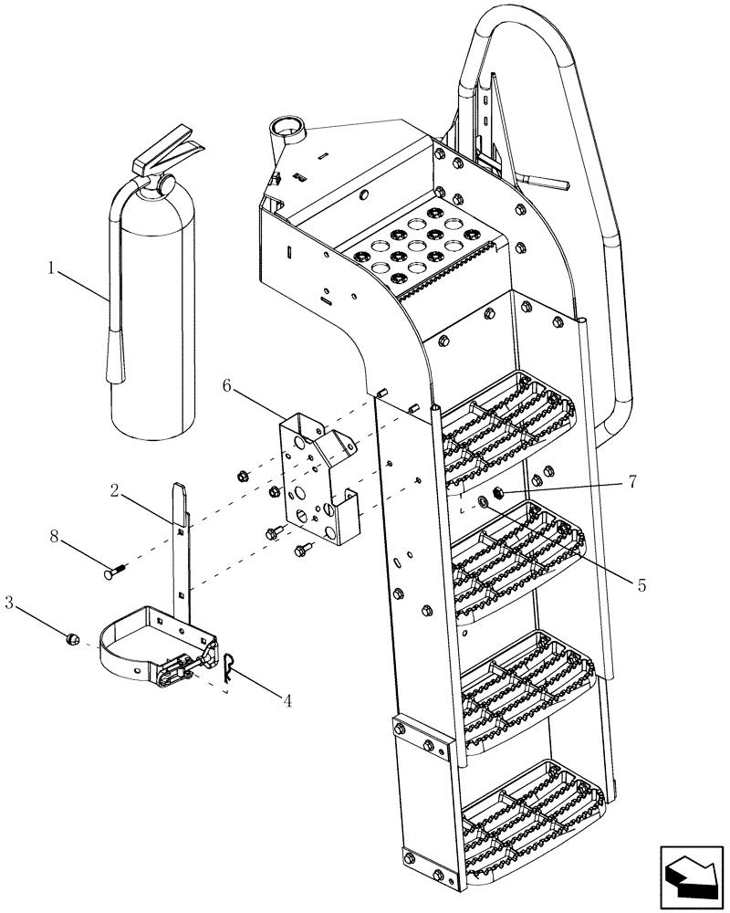 Схема запчастей Case IH 7130 - (05.102.01[02]) - FIRE EXTINGUISHER (EU ONLY) (05) - SERVICE & MAINTENANCE