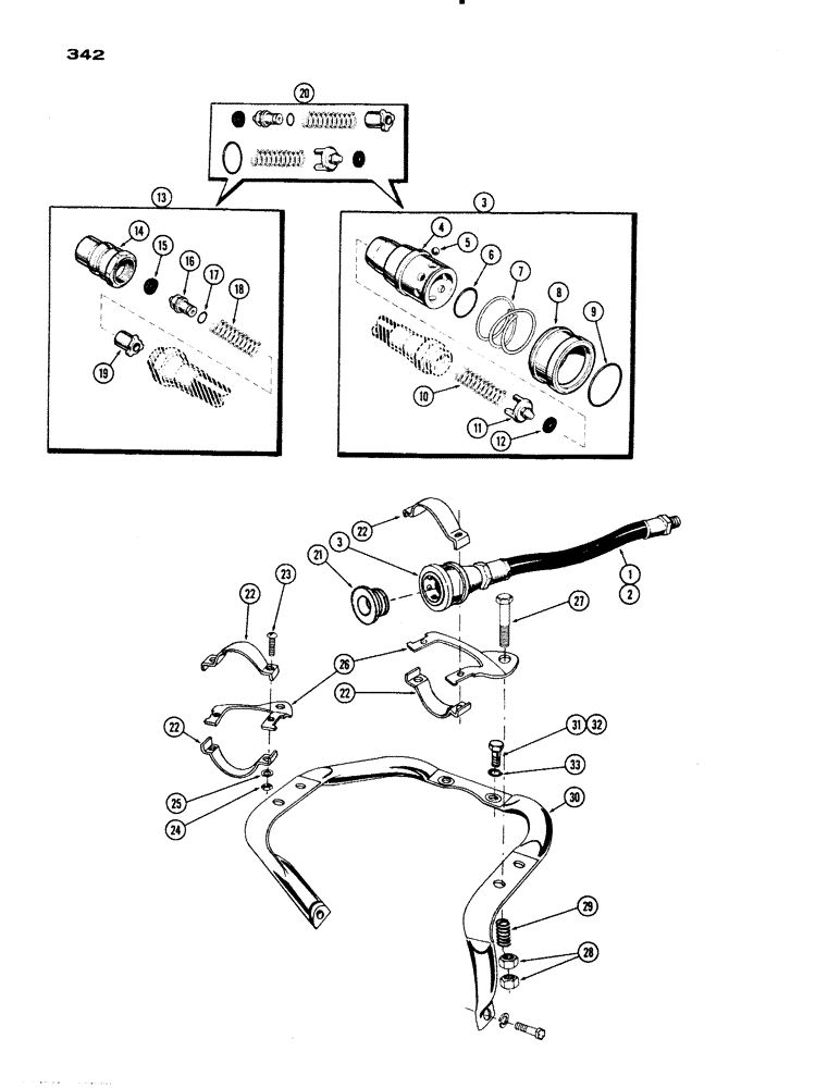 Схема запчастей Case IH 830-SERIES - (342) - REMOTE HYDRAULIC HOSES AND COUPLINGS, TRACTOR END (08) - HYDRAULICS