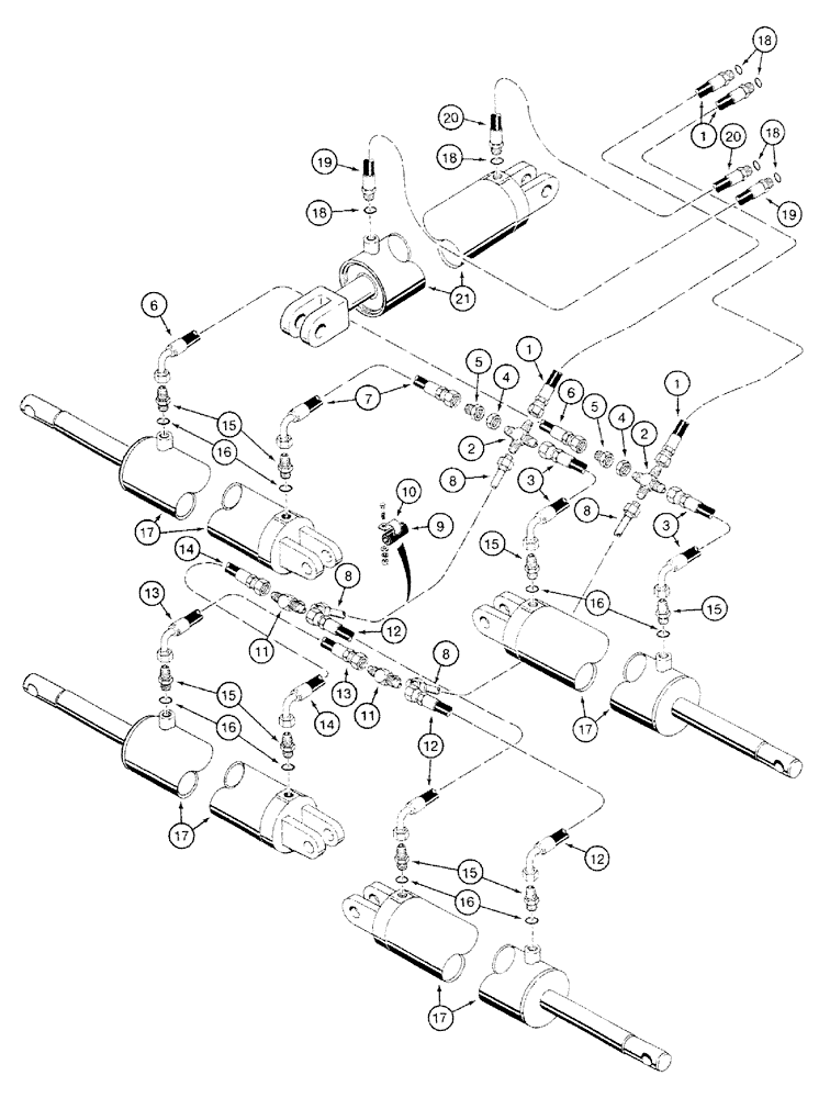 Схема запчастей Case IH 485 - (8-01) - HYDRAULIC SYSTEM, MODELS WITH GLAND TYPE CYLINDERS, WITHOUT DIVERSION VALVE (08) - HYDRAULICS