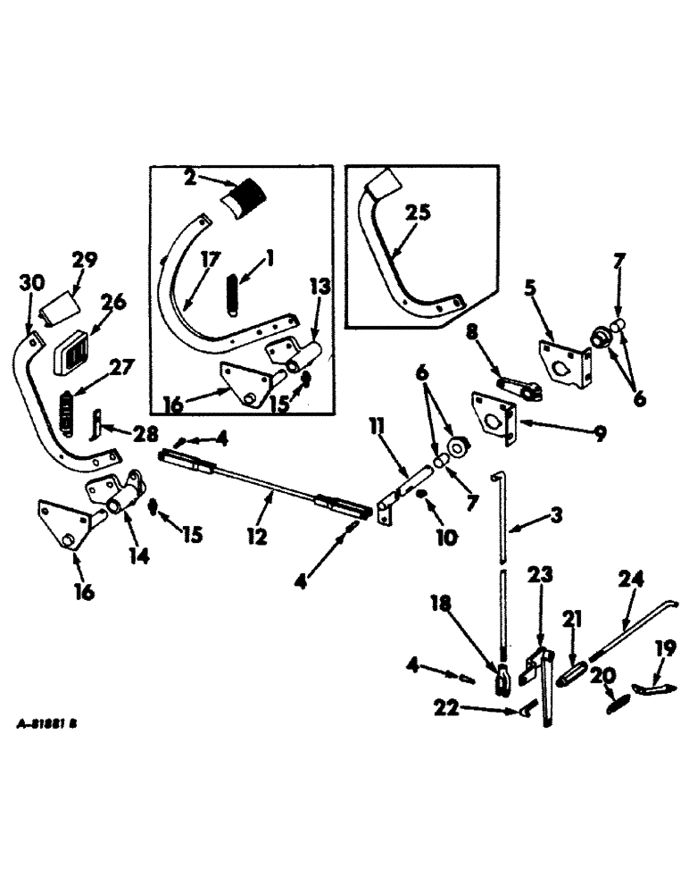 Схема запчастей Case IH 403 - (096) - CLUTCH PEDAL AND CONNECTIONS (90) - PLATFORM, CAB, BODYWORK AND DECALS