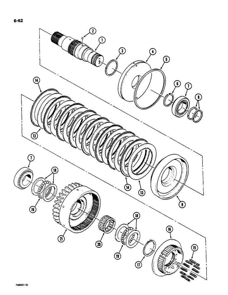 Схема запчастей Case IH 9170 - (6-62) - PTO ASSEMBLY, CLUTCH PACK (CONTD) (06) - POWER TRAIN