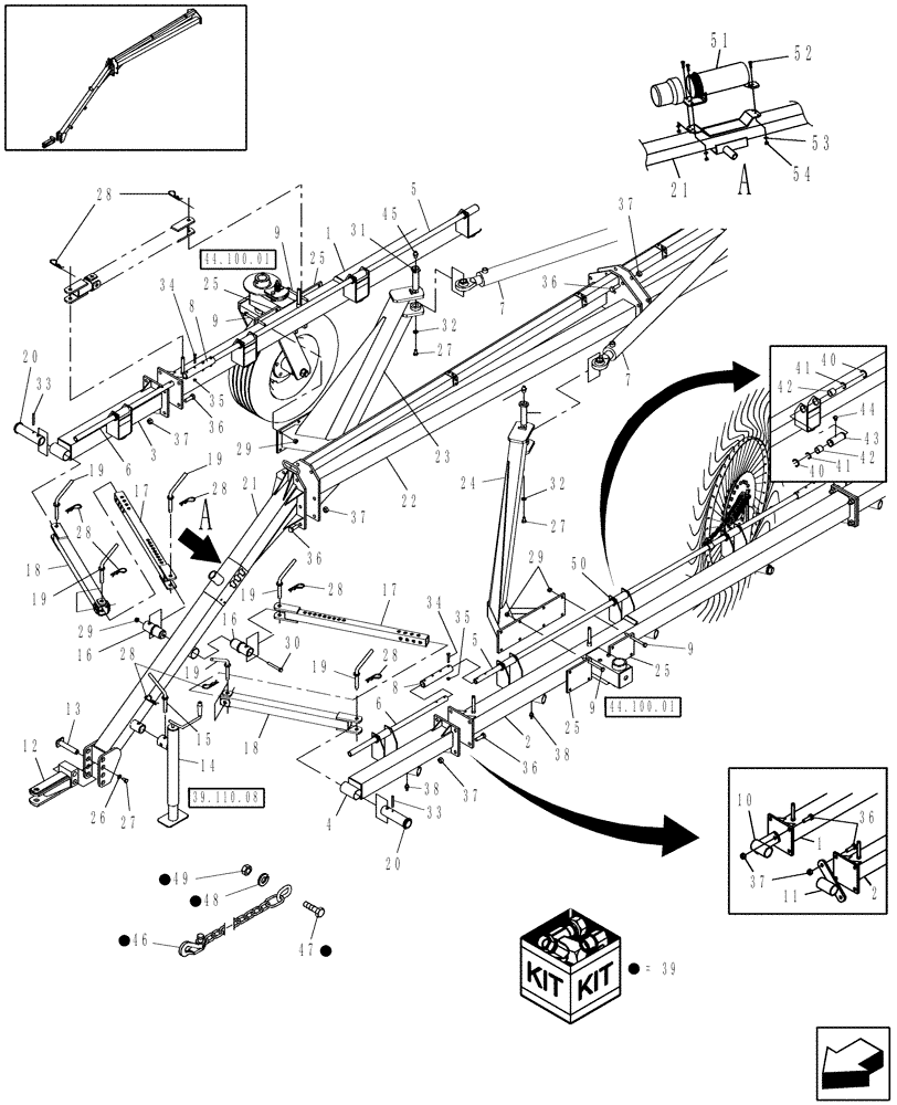 Схема запчастей Case IH WRX301 - (39.100.01) - FRAME, FRONT, 12 WHEEL RAKE (39) - FRAMES AND BALLASTING