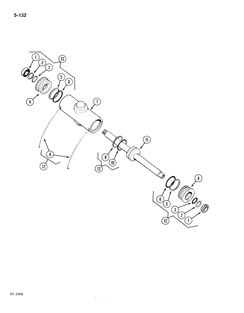 Схема запчастей Case IH 385 - (5-132) - POWER STEERING CYLINDER (05) - STEERING