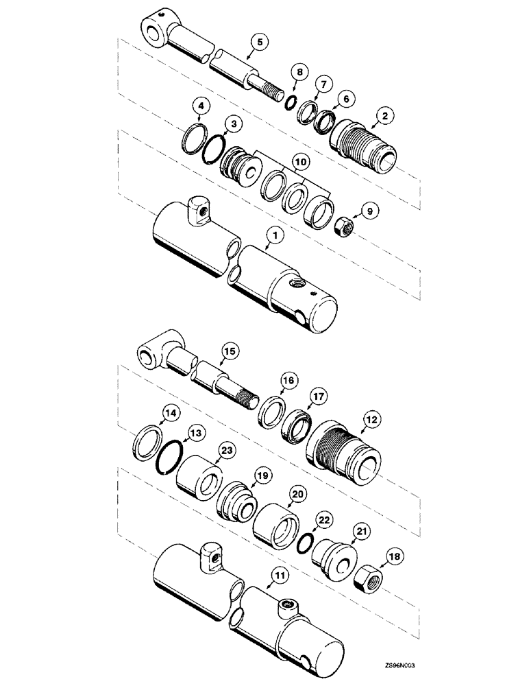 Схема запчастей Case IH 2250 - (2-54) - BOOM CYLINDER, 2-1/2 INCH BORE X 28-3/16 INCH STROKE 