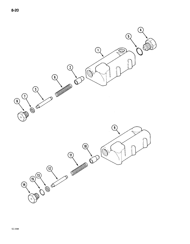 Схема запчастей Case IH 495 - (8-020) - REGULATOR VALVE ASSEMBLY (08) - HYDRAULICS