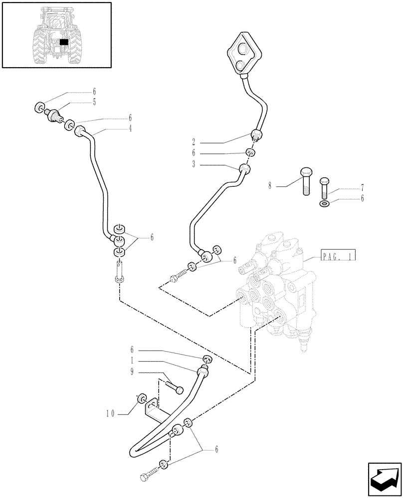 Схема запчастей Case IH JX95 - (1.82.7/01[03]) - (VAR.368-413/1-417) 2 CONTROL VALVE - PIPES (07) - HYDRAULIC SYSTEM