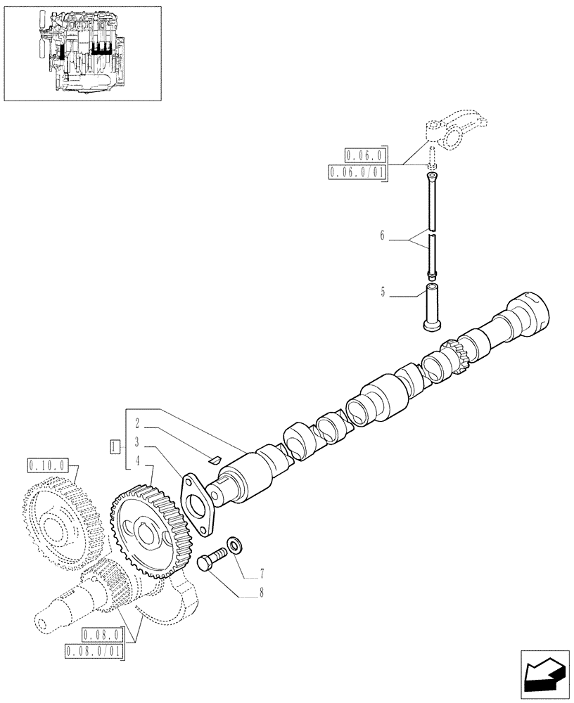 Схема запчастей Case IH JX60 - (0.12.0) - CAMSHAFT (01) - ENGINE
