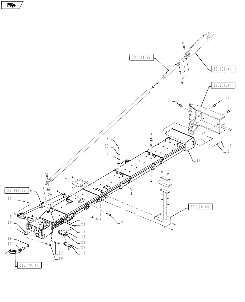 Схема запчастей Case IH 810 - (39.130.08) - 60 BOOM, RH, INNER, 2-1/2" TUBES (39) - FRAMES AND BALLASTING