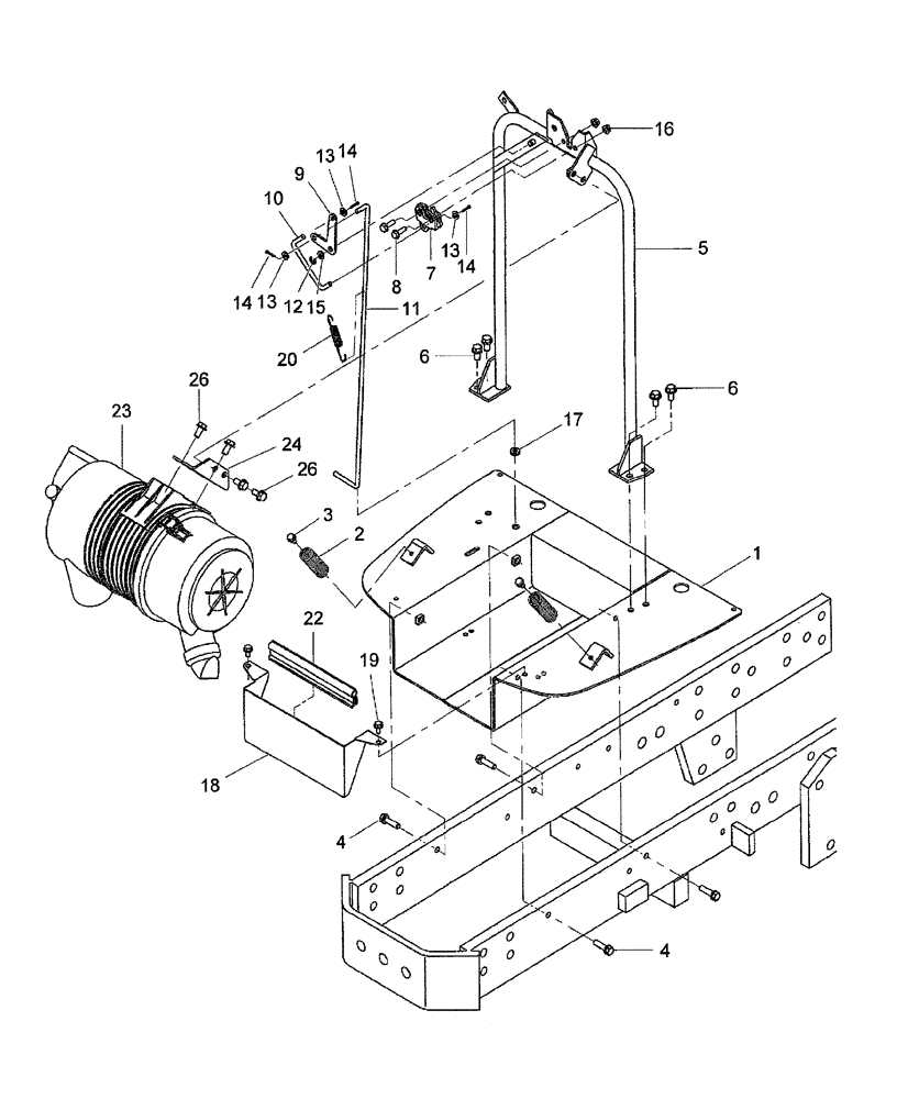 Схема запчастей Case IH DX55 - (02.01.03) - BATTERY STAND HOLDER & HOOD LATCH - SSS (02) - ENGINE EQUIPMENT